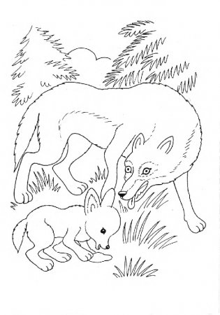 Детская раскраска про диких животных с образцом